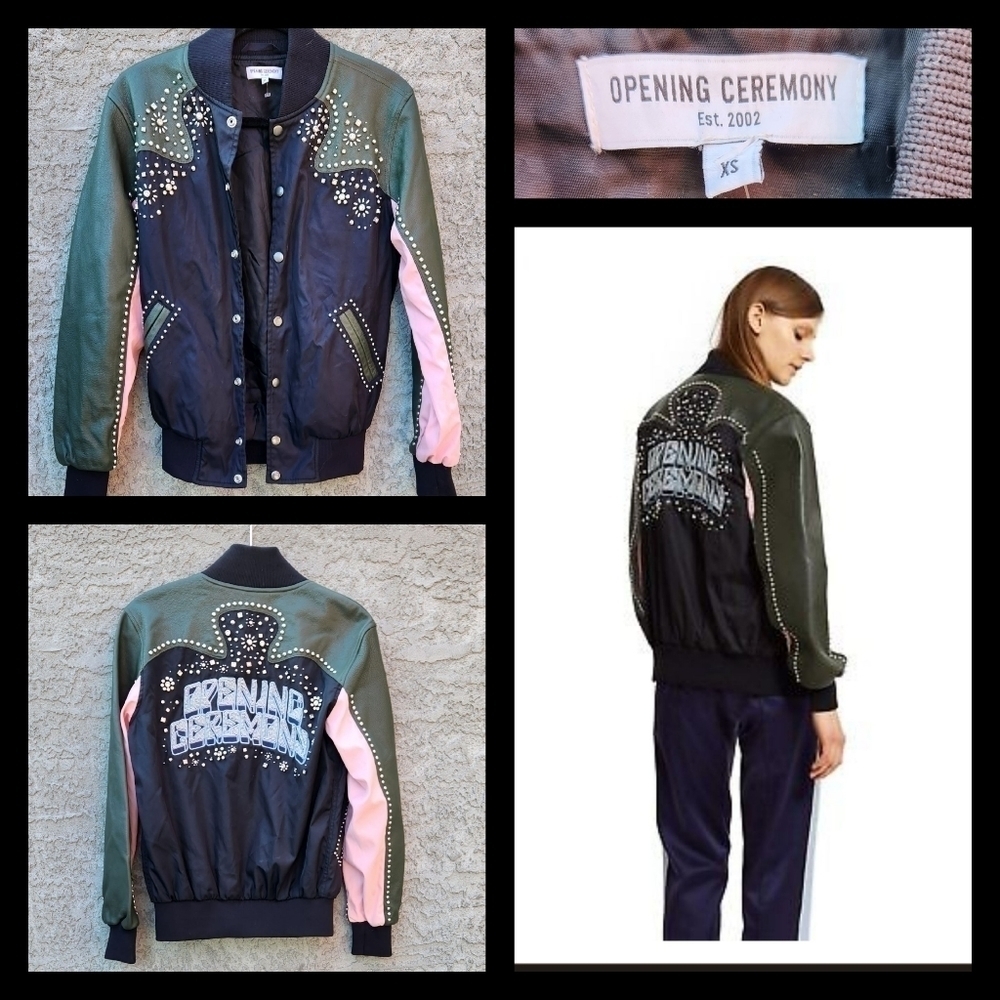 Opening Ceremony Studded Western Varsity Jacket Black‎ Multi